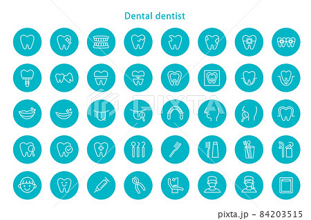 歯科 アイコン 線画 歯医者 歯科医院 イラスト 素材 ベクター デザイン 84203515