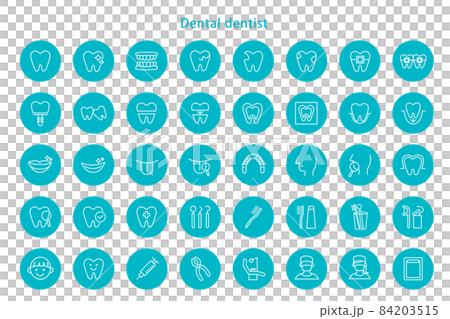 歯科 アイコン 線画 歯医者 歯科医院 イラスト 素材 ベクター デザイン 84203515