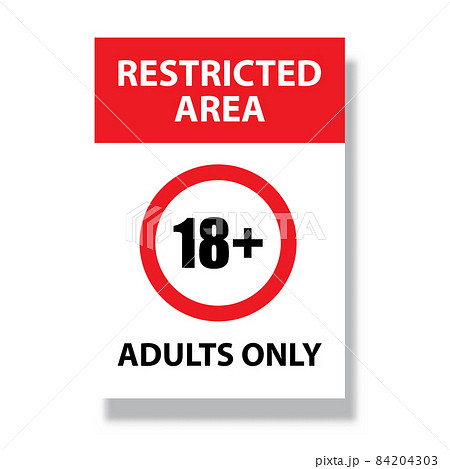 Restricted area 18 plus only symbol No access, no entry, prohibition sign with man vector icon for graphic design, logo, web site, social media, mobile app, UI illustration 84204303