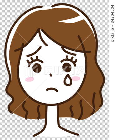 女性　顔　表情　泣き顔　涙　悲しい 84204304