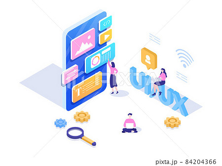 UI & UX Programmer Flat Design Vector Illustration for Business Information and Team Sharing Ideas with Designer, Coding, Interface or Software App Development UI & UX Programmer Flat Design Vector Illustration for Business Information and Team Sharing Ideas with Designer, Coding, Interface or Software App Development 84204366