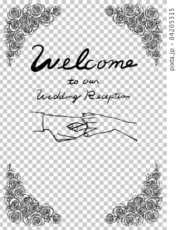 Wedding welcome board roses and ring exchange... - Stock Illustration  [84205315] - PIXTA