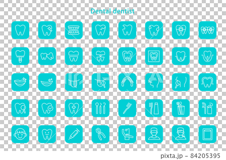 歯科 アイコン 線画 角丸 歯医者 歯科医院 イラスト 素材 ベクター デザイン 84205395