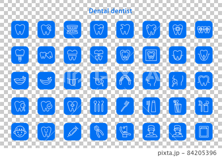 歯科 アイコン 線画 角丸 歯医者 歯科医院 イラスト 素材 ベクター デザイン 84205396