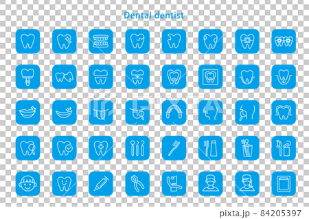 歯科 アイコン 線画 角丸 歯医者 歯科医院 イラスト 素材 ベクター デザイン 84205397