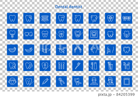 歯科 アイコン 線画 四角 歯医者 歯科医院 イラスト 素材 ベクター デザイン 84205399
