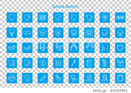 歯科 アイコン 線画 四角 歯医者 歯科医院 イラスト 素材 ベクター デザイン 84205401