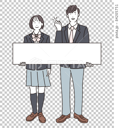 Male and female students with simple illustration message boards 84205751