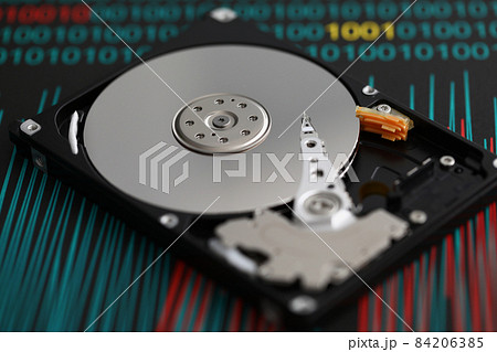 Disassembled hard drive from computer hdd and reader arm 84206385