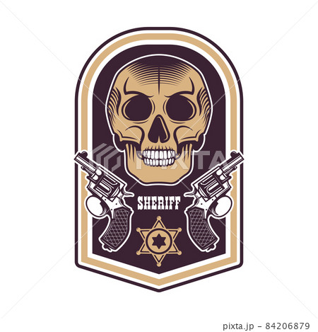 Cowboy Skull Emblem Composition 84206879