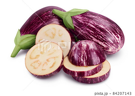 striped eggplant graffiti isolated on white background with clipping path and full depth of field. 84207143