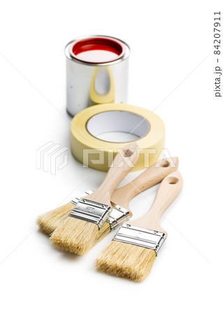 Clean paint brushes, paper tape and can of color 84207911
