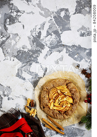 Apple Galette. Homemade sweet pie with apples Apple Galette. Homemade sweet pie with apples 84208009