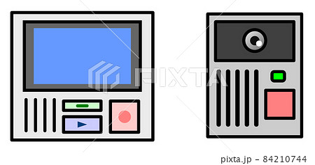 防犯に役立つインターホンと室内モニターのイラスト 84210744