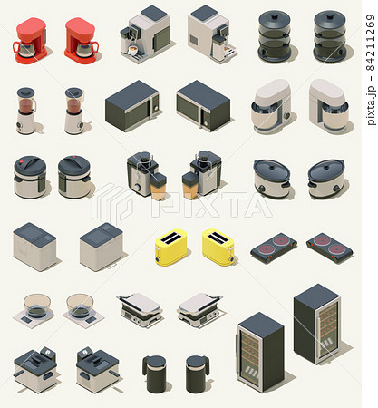 Vector isometric small kitchen appliances and equipment 84211269