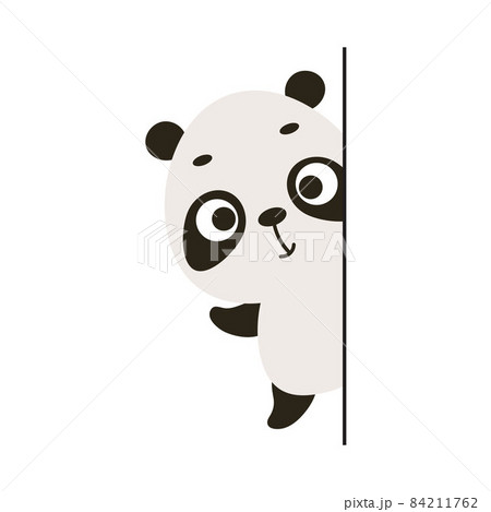 ♡panda♡ 120/130（U）（O） Emoticon of cute panda with a huge smile from ear vector