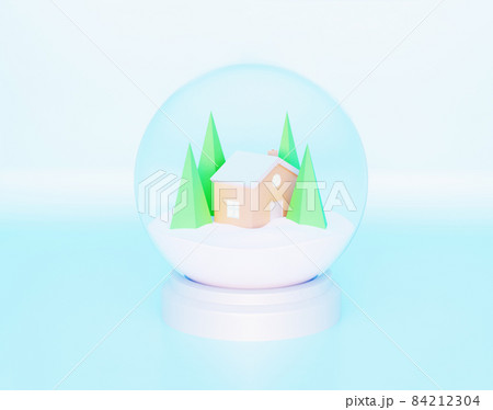 Transparent souvenir Snow Globe with house inside, 3d rendered Transparent souvenir Snow Globe with house inside, 3d rendered 84212304