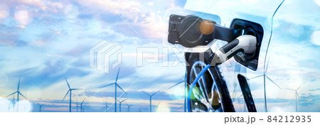 EV charging station for electric car in concept of green sustainable energy 84212935