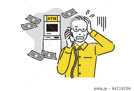人物 電話の詐欺に遭うシニアの男性 84218208