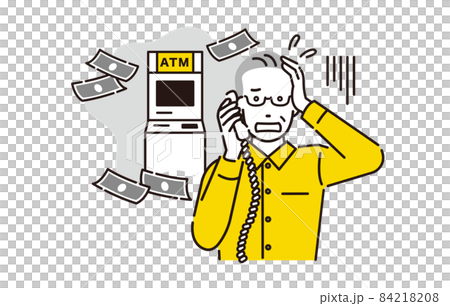 A senior man who is scammed by a person phone A senior man who is scammed by a person phone 84218208