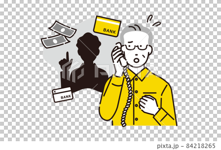 A senior man who is scammed by a person phone A senior man who is scammed by a person phone 84218265