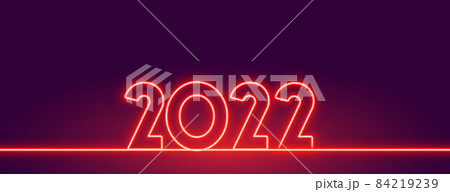 2022 new year neon glowing red text banner design 84219239