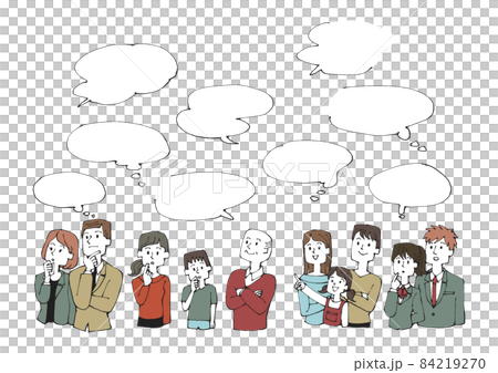 考える人々と吹き出しのイラストのセット 考える人々と吹き出しのイラストのセット 84219270