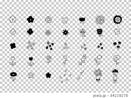 Hand drawn icon set of flowers and bouquets 84219278