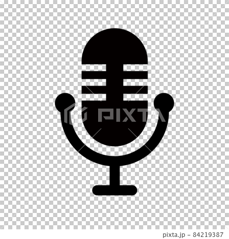 黒いマイクのロゴ ポッドキャストや音声配信 のイラスト素材