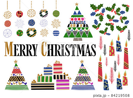 かわいい手描き風クリスマスイラスト ポストカード背景白のイラスト素材