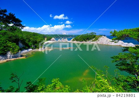 浄土ヶ浜・御台場展望台から眺める浄土ヶ浜、時が止まったかのような美しい風景・東北・岩手県宮古市(2) 84219801