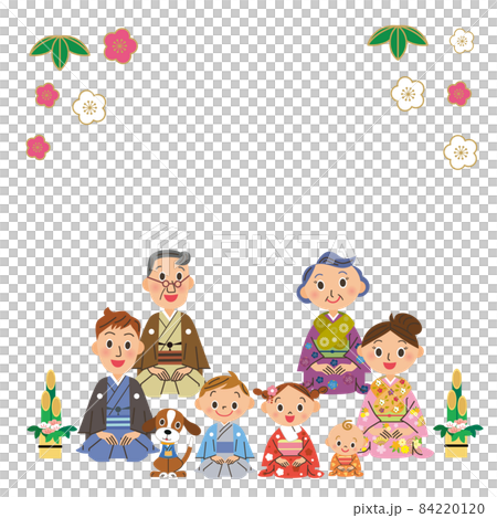 Three generations family family New Year greetings margin 84220120