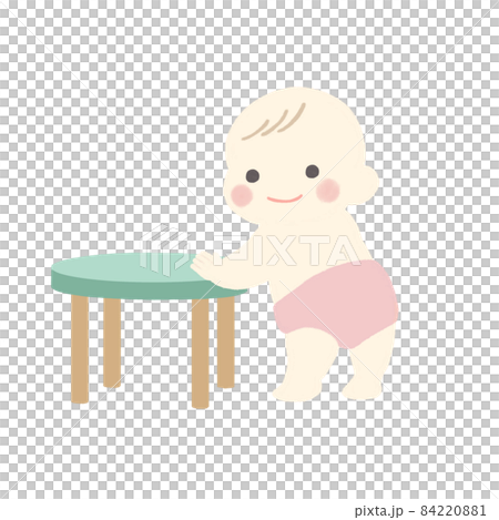 つかまり立ちをする赤ちゃん 84220881