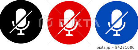 カラフルなミュートアイコンセット。マイク。 84221086
