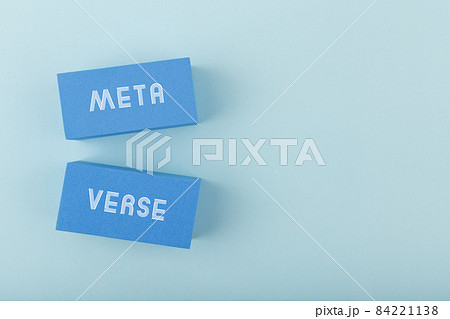 Metaverse modern minimal concept in monochromatic blue color with copy space 84221138