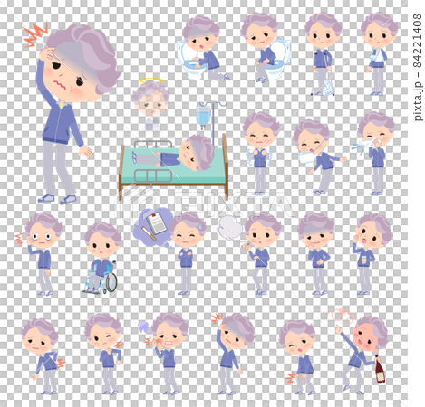 Injured or sick state blue jersey aged woman set 84221408