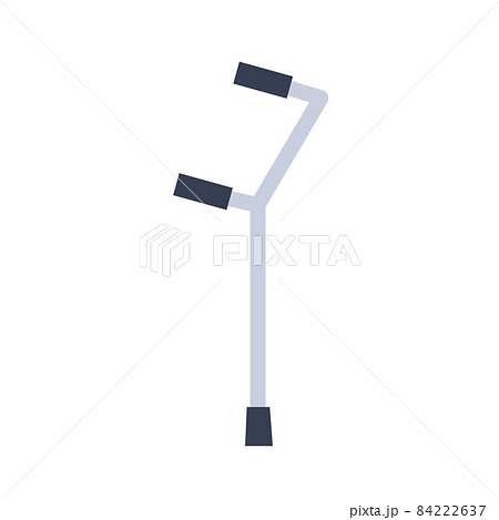 Metal crutch. Disabled person stick. Rehabilitation after injury. Problems with walking. Flat design 84222637