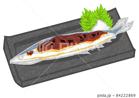 秋刀魚の塩焼き 手描き風 秋刀魚の塩焼き 手描き風 84222869
