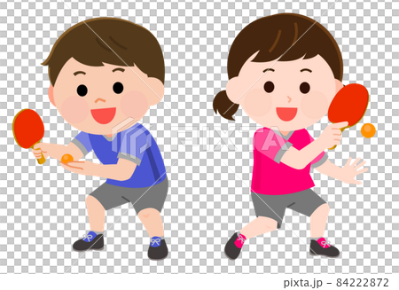 卓球をする男の子と女の子　イラスト 84222872