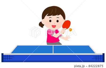 卓球をする女の子 イラストのイラスト素材