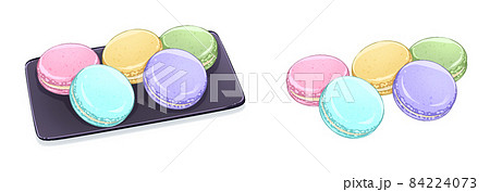 アニメ風マカロンのイラスト素材