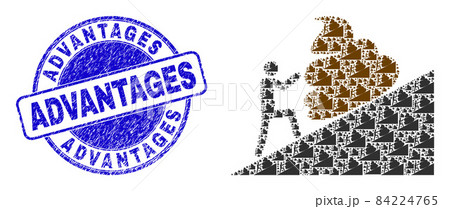 Textured Advantages Stamp And Man Moving Shit Up Recursion Mosaic of Self Items 84224765
