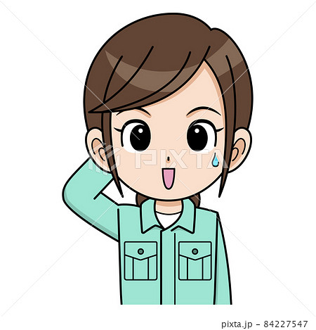 困り顔の作業員の女性 84227547