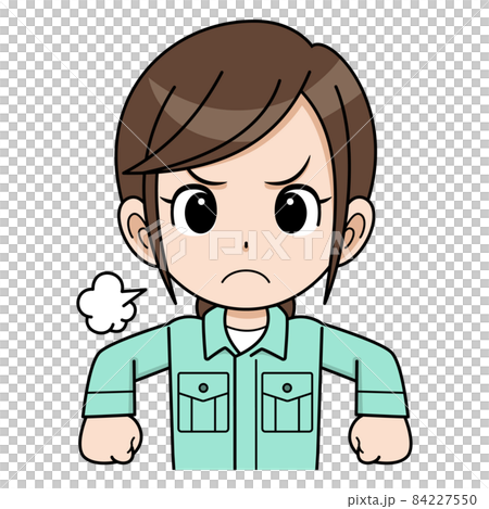 怒っている作業員の女性 84227550