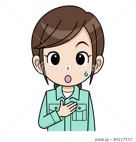安堵する作業員の女性 84227557