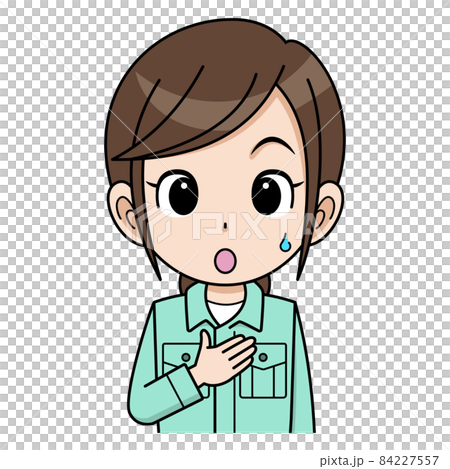 安堵する作業員の女性 84227557