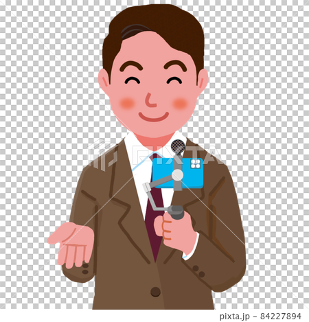 A reporter who attaches a smartphone to a gimbal and covers the video alone A reporter who attaches a smartphone to a gimbal and covers the video alone 84227894