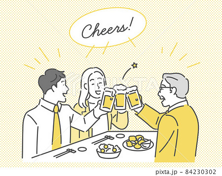 職場の同僚達と集まって飲み会をしているイメージイラスト素材 職場の同僚達と集まって飲み会をしているイメージイラスト素材 84230302