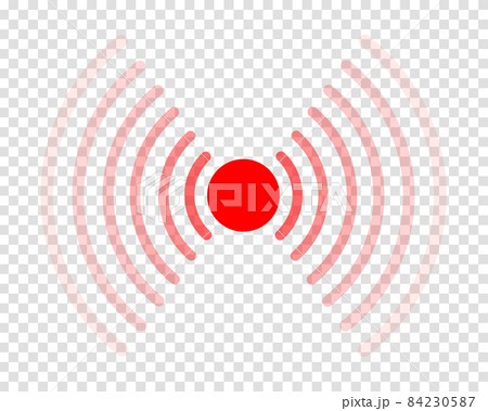 Red pain point icon. Hurt symbol. Ache localization sign. Radar or sonar wave isolated on transparent background. Vector illustration 84230587
