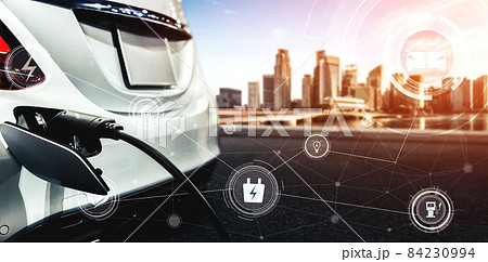 EV charging station for electric car in concept of alternative green energy 84230994